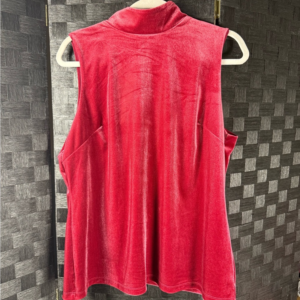 INC Burgundy Velvet High Neck Sleeveless Top Size L